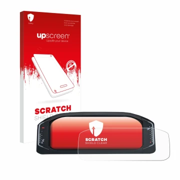 Parte frontale di una confezione del prodotto con il logo del marchio upscreen. Accanto è raffigurato il dispositivo Volkswage