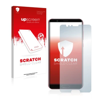 Parte frontale di una confezione del prodotto con il logo del marchio upscreen. Accanto è raffigurato il dispositivo Honor Vie