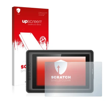 Parte frontale di una confezione del prodotto con il logo del marchio upscreen. Accanto è raffigurato il dispositivo XP-Pen Ar