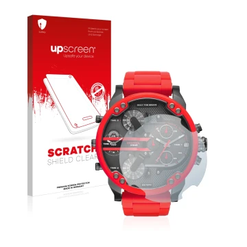 Parte frontale di una confezione del prodotto con il logo del marchio upscreen. Accanto è raffigurato il dispositivo Diesel DZ