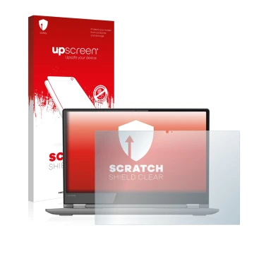 Parte frontale di una confezione del prodotto con il logo del marchio upscreen. Accanto è raffigurato il dispositivo Lenovo Yo