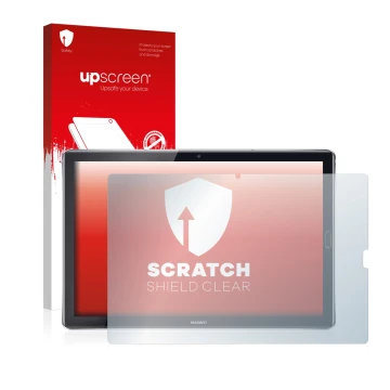 Parte frontale di una confezione del prodotto con il logo del marchio upscreen. Accanto è raffigurato il dispositivo Huawei Me