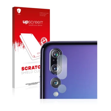Parte frontale di una confezione del prodotto con il logo del marchio upscreen. Accanto è raffigurato il dispositivo Huawei P2