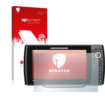 Parte frontale di una confezione del prodotto con il logo del marchio upscreen. Accanto è raffigurato il dispositivo Humminbir