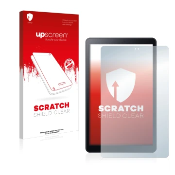 Parte frontale di una confezione del prodotto con il logo del marchio upscreen. Accanto è raffigurato il dispositivo Samsung G