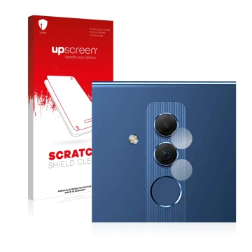 Parte frontale di una confezione del prodotto con il logo del marchio upscreen. Accanto è raffigurato il dispositivo Huawei Ma