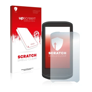 Parte frontale di una confezione del prodotto con il logo del marchio upscreen. Accanto è raffigurato il dispositivo Zebra TC2
