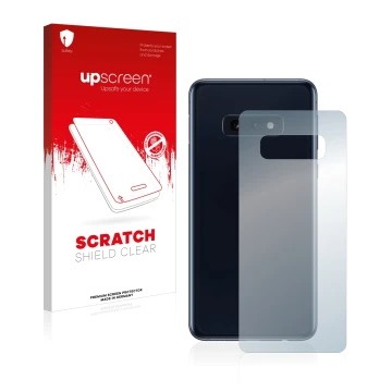 Parte frontale di una confezione del prodotto con il logo del marchio upscreen. Accanto è raffigurato il dispositivo Samsung G