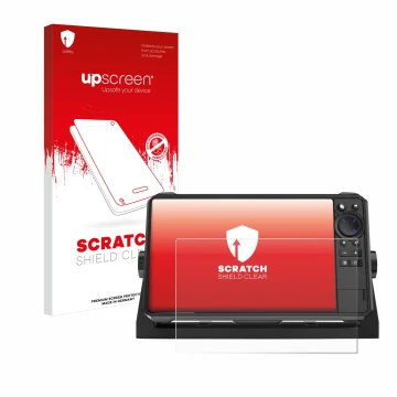 Parte frontale di una confezione del prodotto con il logo del marchio upscreen. Accanto è raffigurato il dispositivo Lowrance 