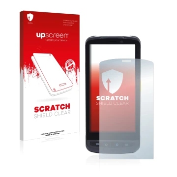 Parte frontale di una confezione del prodotto con il logo del marchio upscreen. Accanto è raffigurato il dispositivo Newland M