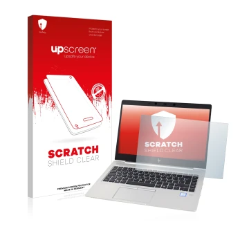 Parte frontale di una confezione del prodotto con il logo del marchio upscreen. Accanto è raffigurato il dispositivo HP EliteB