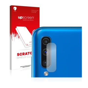 Parte frontale di una confezione del prodotto con il logo del marchio upscreen. Accanto è raffigurato il dispositivo Samsung G