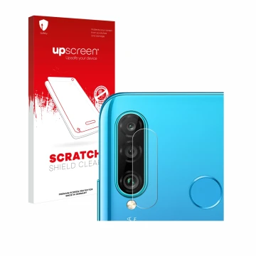 Parte frontale di una confezione del prodotto con il logo del marchio upscreen. Accanto è raffigurato il dispositivo Huawei P3