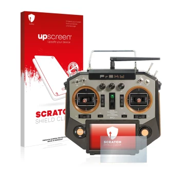 Parte frontale di una confezione del prodotto con il logo del marchio upscreen. Accanto è raffigurato il dispositivo FrSky Hor