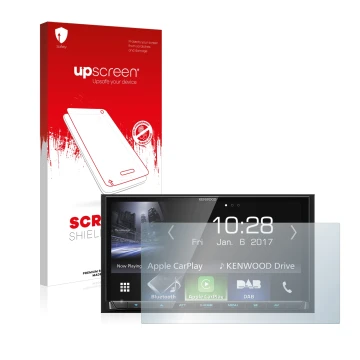 Parte frontale di una confezione del prodotto con il logo del marchio upscreen. Accanto è raffigurato il dispositivo Kenwood D