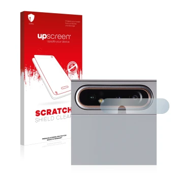 Parte frontale di una confezione del prodotto con il logo del marchio upscreen. Accanto è raffigurato il dispositivo Samsung G