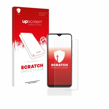 Parte frontale di una confezione del prodotto con il logo del marchio upscreen. Accanto è raffigurato il dispositivo Samsung G