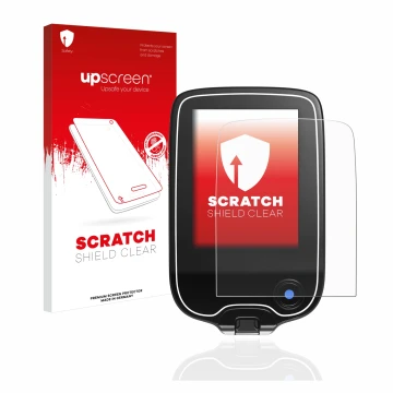 Parte frontale di una confezione del prodotto con il logo del marchio upscreen. Accanto è raffigurato il dispositivo Freestyle