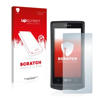 Parte frontale di una confezione del prodotto con il logo del marchio upscreen. Accanto è raffigurato il dispositivo Orderman 