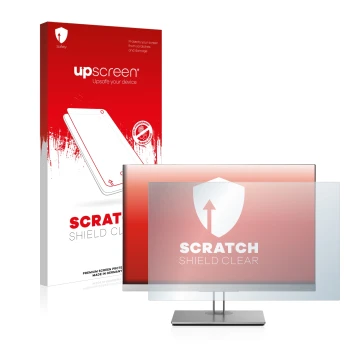 Parte frontale di una confezione del prodotto con il logo del marchio upscreen. Accanto è raffigurato il dispositivo HP EliteD