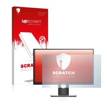 Parte frontale di una confezione del prodotto con il logo del marchio upscreen. Accanto è raffigurato il dispositivo Dell P241