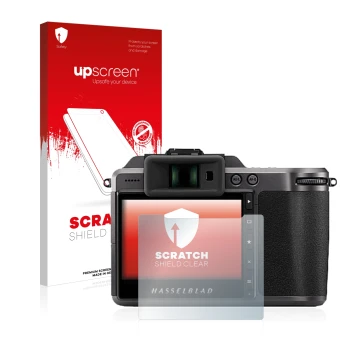 Parte frontale di una confezione del prodotto con il logo del marchio upscreen. Accanto è raffigurato il dispositivo Hasselbla
