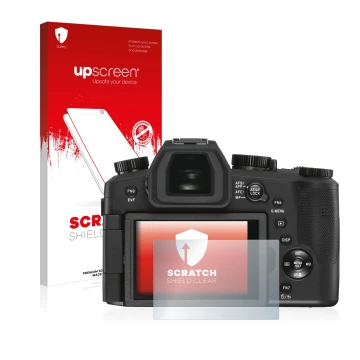 Parte frontale di una confezione del prodotto con il logo del marchio upscreen. Accanto è raffigurato il dispositivo Leica V-L