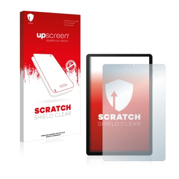 Parte frontale di una confezione del prodotto con il logo del marchio upscreen. Accanto è raffigurato il dispositivo Samsung G