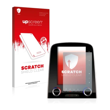 Parte frontale di una confezione del prodotto con il logo del marchio upscreen. Accanto è raffigurato il dispositivo Renault S