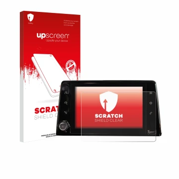 Parte frontale di una confezione del prodotto con il logo del marchio upscreen. Accanto è raffigurato il dispositivo Peugeot R