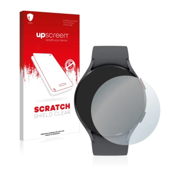Parte frontale di una confezione del prodotto con il logo del marchio upscreen. Accanto è raffigurato il dispositivo Garmin Fe