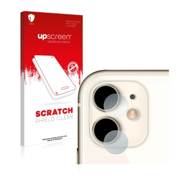 Parte frontale di una confezione del prodotto con il logo del marchio upscreen. Accanto è raffigurato il dispositivo Apple iPh