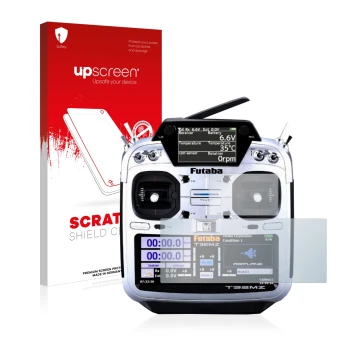 Parte frontale di una confezione del prodotto con il logo del marchio upscreen. Accanto è raffigurato il dispositivo Robbe Fut