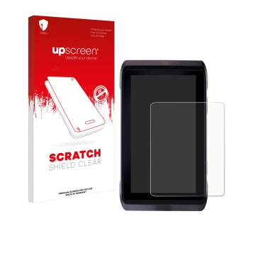 Parte frontale di una confezione del prodotto con il logo del marchio upscreen. Accanto è raffigurato il dispositivo Atomos Sh