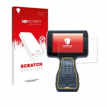 Parte frontale di una confezione del prodotto con il logo del marchio upscreen. Accanto è raffigurato il dispositivo Trimble T