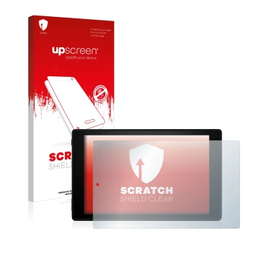 Parte frontale di una confezione del prodotto con il logo del marchio upscreen. Accanto è raffigurato il dispositivo Amazon Fi