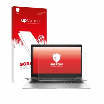 Parte frontale di una confezione del prodotto con il logo del marchio upscreen. Accanto è raffigurato il dispositivo HP EliteB
