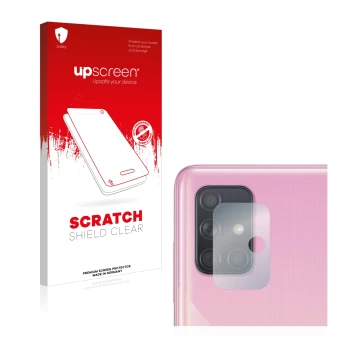 Parte frontale di una confezione del prodotto con il logo del marchio upscreen. Accanto è raffigurato il dispositivo Samsung G