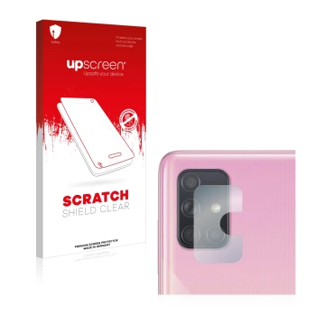 Parte frontale di una confezione del prodotto con il logo del marchio upscreen. Accanto è raffigurato il dispositivo Samsung G