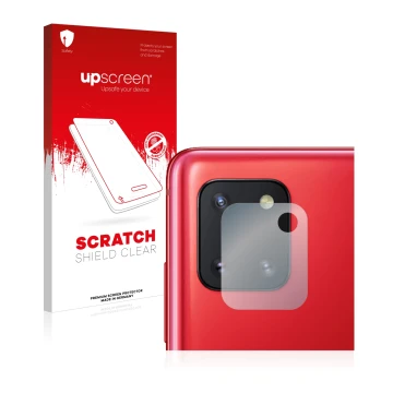 Parte frontale di una confezione del prodotto con il logo del marchio upscreen. Accanto è raffigurato il dispositivo Samsung G