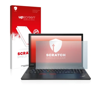 Parte frontale di una confezione del prodotto con il logo del marchio upscreen. Accanto è raffigurato il dispositivo Lenovo Th