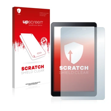 Parte frontale di una confezione del prodotto con il logo del marchio upscreen. Accanto è raffigurato il dispositivo Samsung G