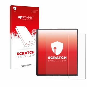 Parte frontale di una confezione del prodotto con il logo del marchio upscreen. Accanto è raffigurato il dispositivo Huawei Ma