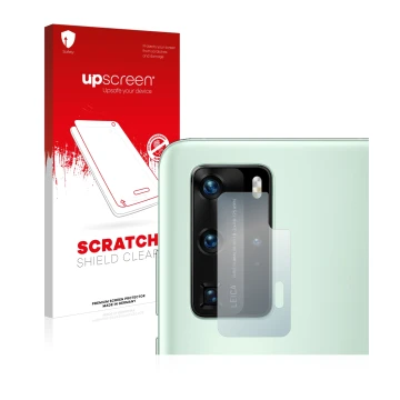 Parte frontale di una confezione del prodotto con il logo del marchio upscreen. Accanto è raffigurato il dispositivo Huawei P4