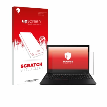 Parte frontale di una confezione del prodotto con il logo del marchio upscreen. Accanto è raffigurato il dispositivo Lenovo Th