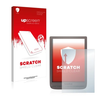Parte frontale di una confezione del prodotto con il logo del marchio upscreen. Accanto è raffigurato il dispositivo PocketBoo
