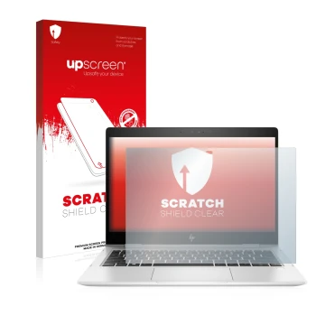 Parte frontale di una confezione del prodotto con il logo del marchio upscreen. Accanto è raffigurato il dispositivo HP EliteB