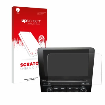 Parte frontale di una confezione del prodotto con il logo del marchio upscreen. Accanto è raffigurato il dispositivo Porsche 7