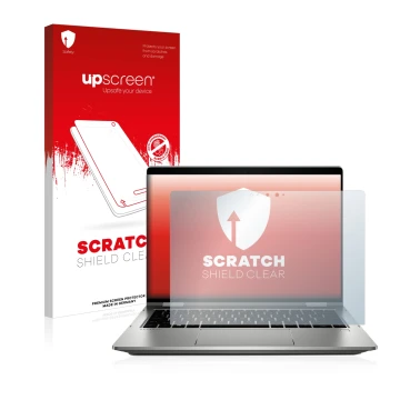 Parte frontale di una confezione del prodotto con il logo del marchio upscreen. Accanto è raffigurato il dispositivo HP ProBoo