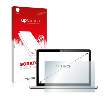 Parte frontale di una confezione del prodotto con il logo del marchio upscreen. Accanto è raffigurato il dispositivo con la re
